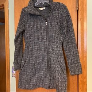 Akini Women's Size S Sweater Coat Zip-Up Gray Black Jacket With Pockets